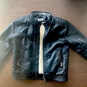 Boys H&M faux leather jacket with fleece inside